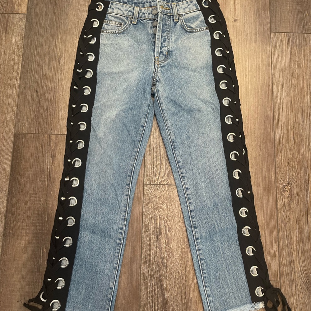 LF jeans with grommet detail